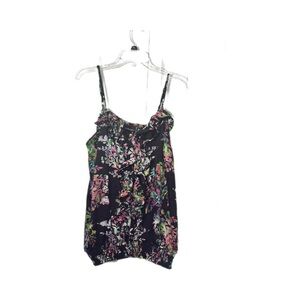 Lane Bryant Black Abstract Camisole with Elastic Hem